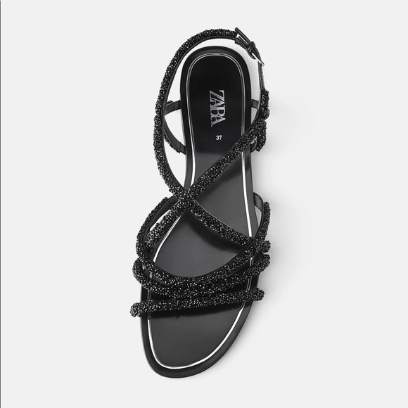 Zara Shoes Zara Black Sparkle Strappy Sandals Poshmark